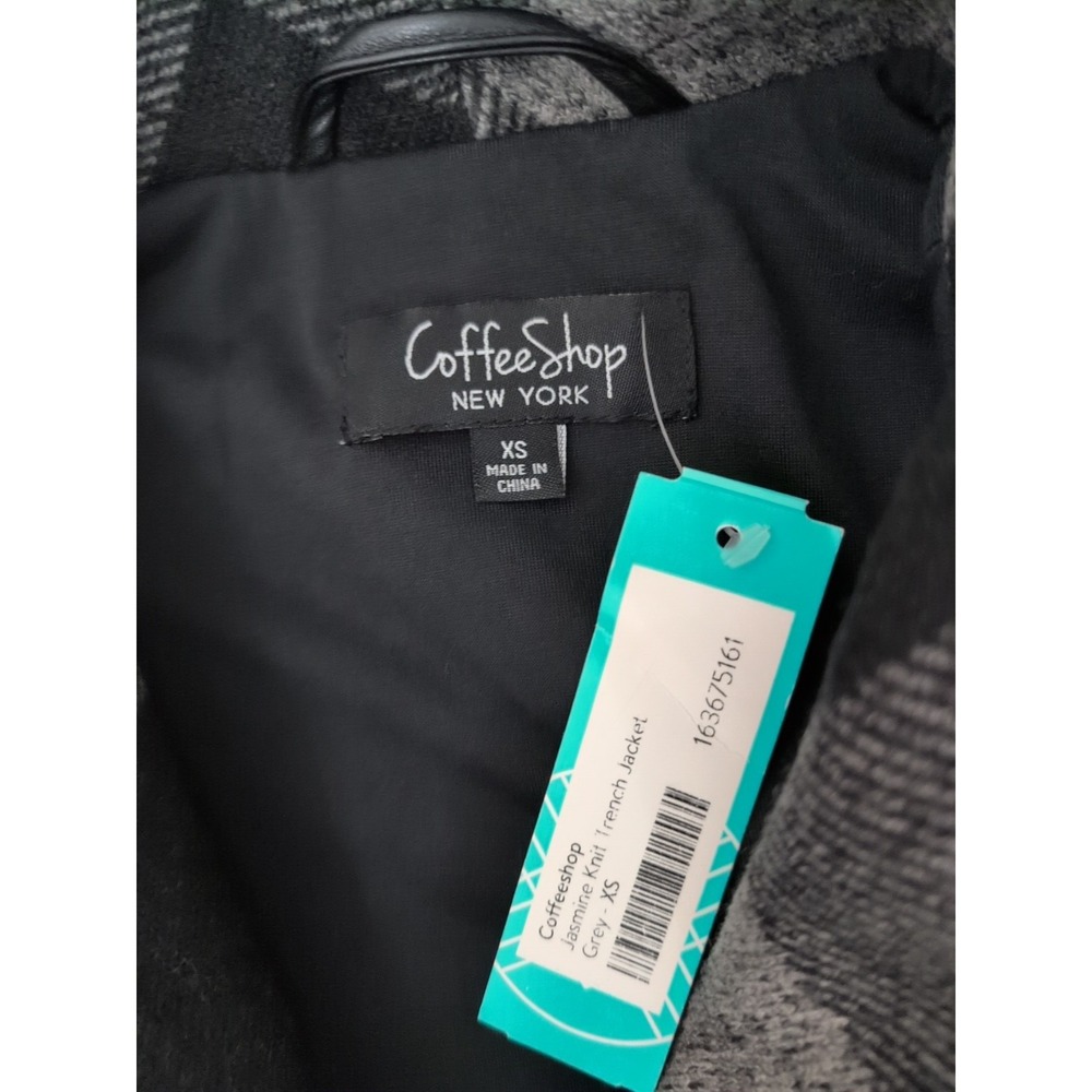 CoffeeShop New York Women's Jasmine Knit Trench Jacket Black Grey Sz XS NWT - Picture 9 of 10